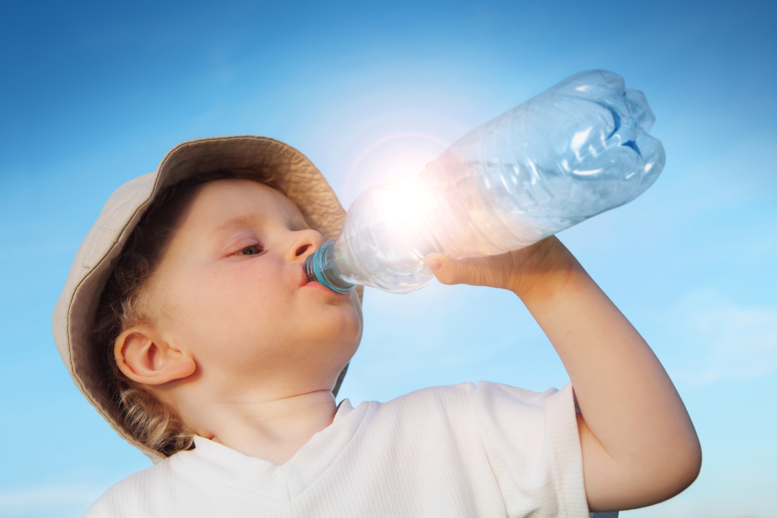 Boy with water bottle